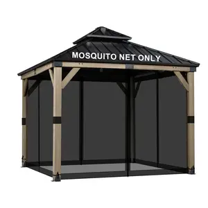 Aoodor Universal 10 x 10 ft. Gazebo Replacement Mosquito Netting Screen 4-Panel Sidewalls with Double Zipper for Patio Backyard Deck and Lawns (Only Netting)