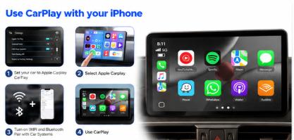 3-in-1 Wireless Car Adapter StreamNetflix/YouTube/TikTok/Google Play,Fits Factory Wired CarPlayVehicles