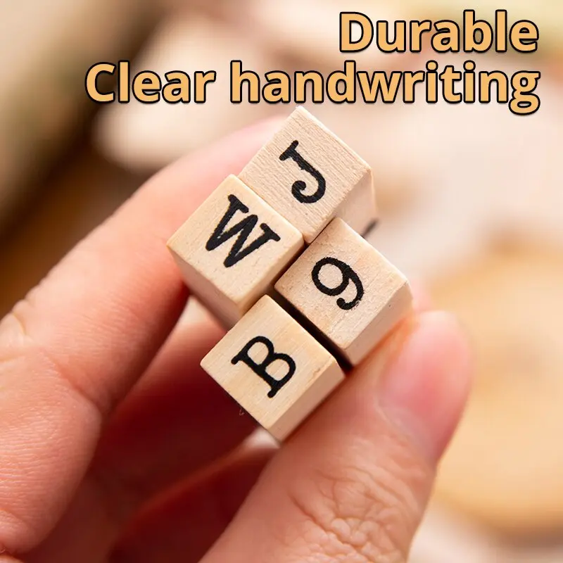 40pcs Wooden Alphanumeric Stamps Capital Letter Stamps for DIY Craft Cards Scrapbooking Supplies with Ink Stamp Wooden Stamper