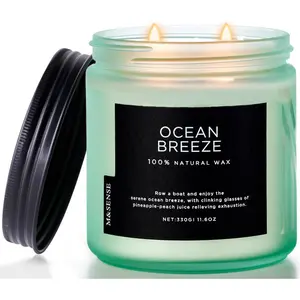 Candle Ocean Breeze Scented, 11.6oz 70 Hour Long Lasting Candles, 2 Wick Pineapple & Mango Scented Natural Soy Candles for Home Scented, Stress Relief Candle Gifts for Women/Men Decor Decoration Ornaments Freshener