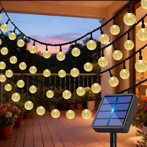 Solar Crystal Ball String Lights, Outdoor Waterproof Camping Lanterns, 20/50/100 LED, Energy-Saving Decor, Christmas, Wedding, Valentine's Day