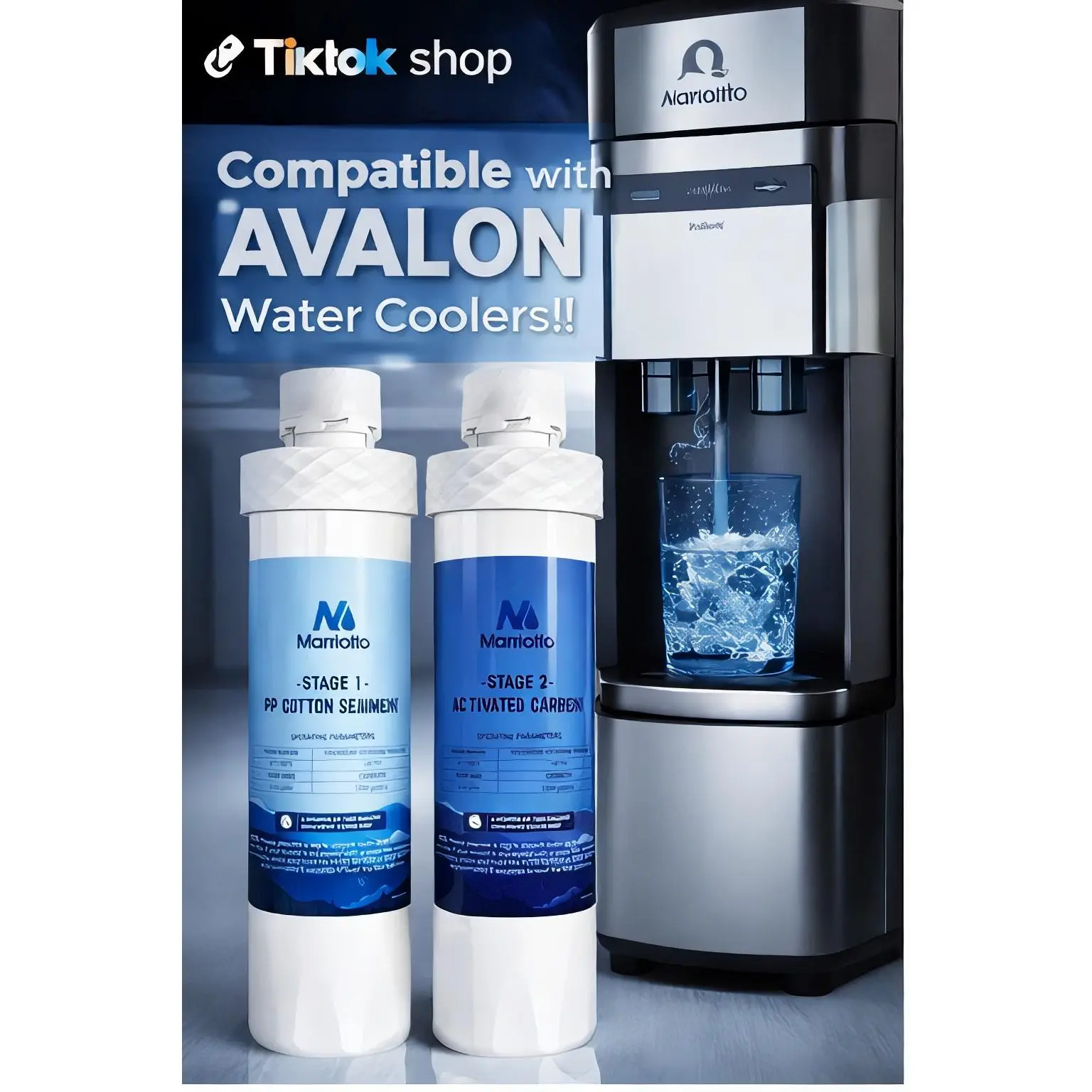 Marriotto Filters  Compatible with Avalon Water Coolers   - Stage 1 PP Cotton Sediment & Stage 2 Activated Carbon