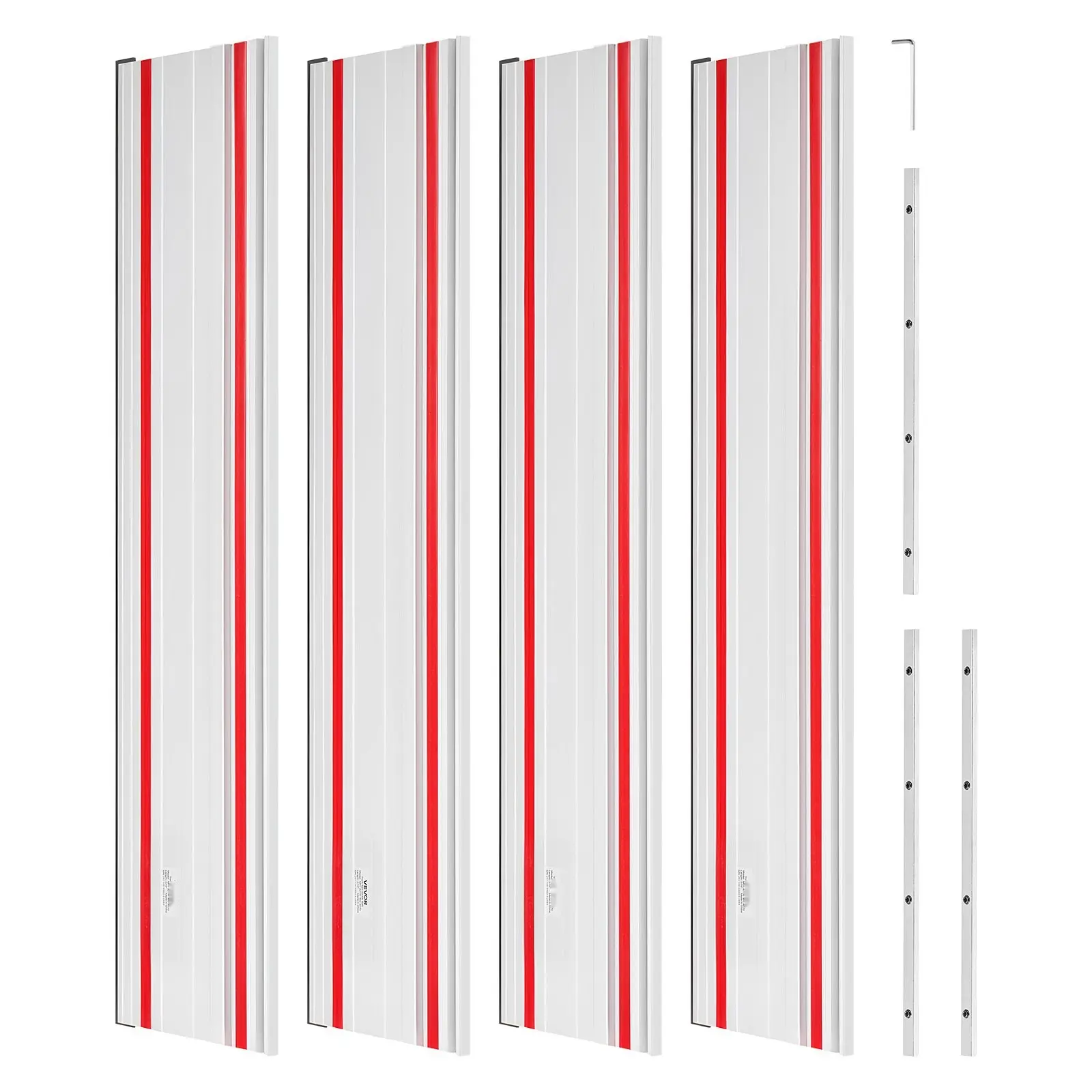 Track Saw Guide Rail System With 110-Inch Cutting Range, Includes Four 27.5-Inch Aluminum Extruded Guide Rails And Three Connectors, Compatible With Makita, Festool, And WEN Track Saws, For Precision Woodworking Projects