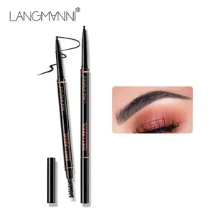 Langmanni Dual-Ended Rotatable Eyebrow Pencil 1.5mm Fine Wild Precision Eyebrow Pencil with Brush, Easy to Apply, Precisely Sculpted Brows