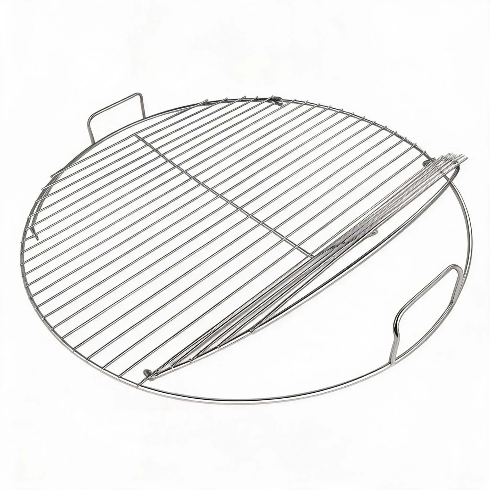 Adjustable 17-Inch Round BBQ Grill Rack - Silvery White, Carbon Steel, Electroplated, Durable, Versatile