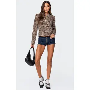 Edikted Women's Zipped Up Denim Micro Shorts