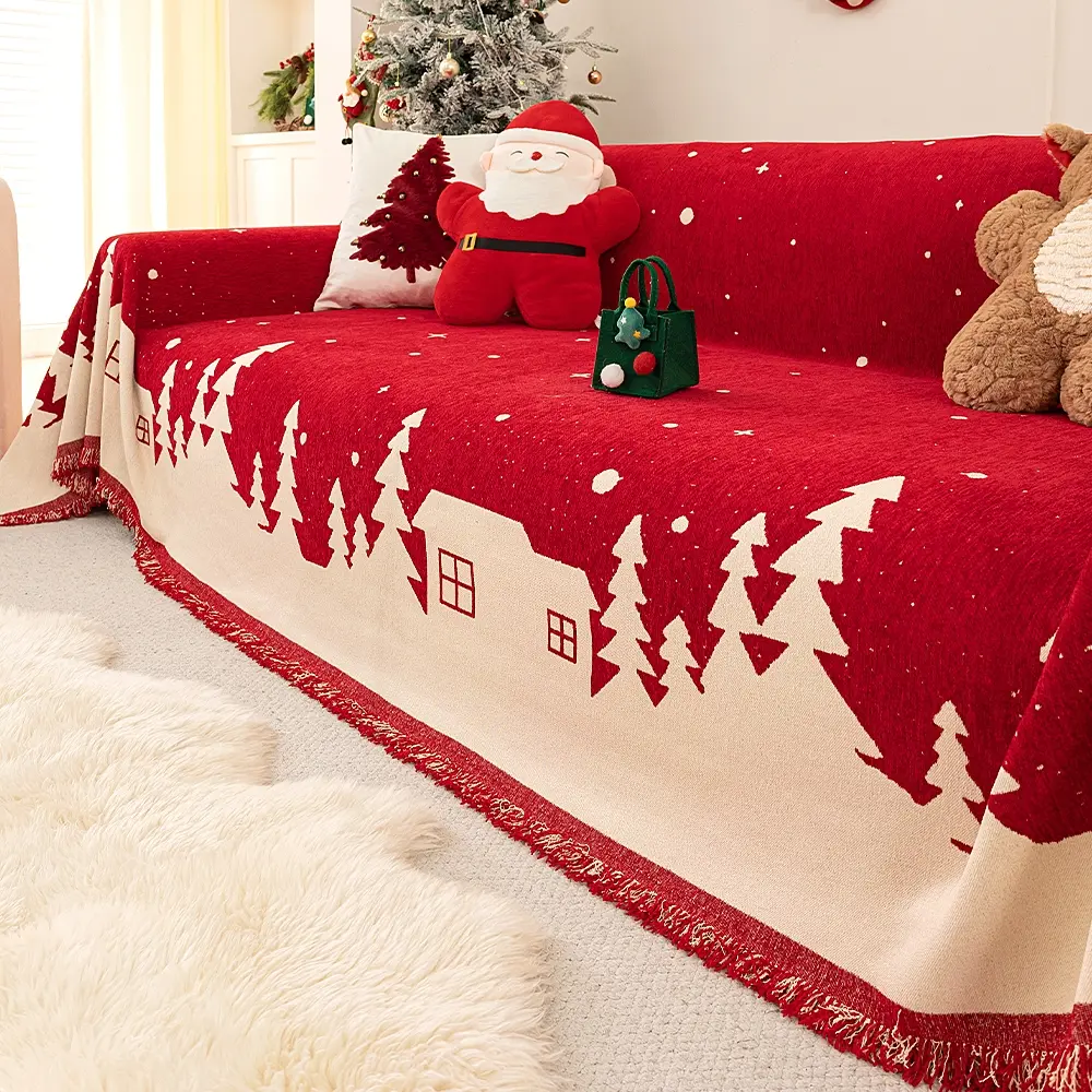 Christmas Sofa Cover Set, Christmas Tree Pattern, Anti-Slip Pet-Resistant Furniture Protector, Home Decor & Protection, Sofa Couch Covers