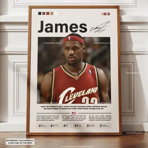 LeBron James Poster, James Cavaliers,  Cavaliers  Print, Basketball Legend Decor, Sports Artwork, LeBron Cavaliers Wall Art, Lakers ( Unframed - Print Only )