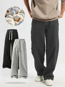 Men's Loose Straight Casual Pants  Soft and Comfortable  With Drawstring Waist  Loose and Well-Fitted Spring and Autumn Sportswear