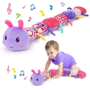Baby Toys 0 to 12 Months, Musical Stuffed Animal Activity Soft Toys with Multi-Sensory Crinkle, Rattle and Textures, Infant Tummy Time Toys for Newborn Boys Girls, Caterpillar