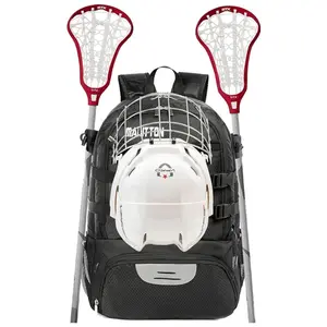 Lacrosse Bag Backpack – Lacrosse Backpack Holds All Lacrosse or Field Hockey Equipment - Two Stick Holders and Separate Cleats Shoe Compartment.