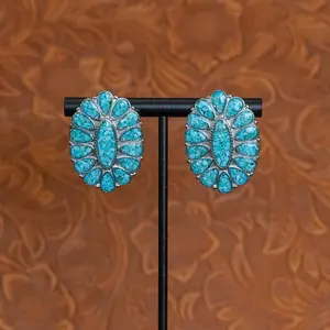 The Hart Earrings - Crushed Turquoise Western Statement Earrings
