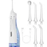 Cordless Rechargeable Water Flosser Cleanser – Lightweight IPX7 Waterproof Oral Care Cleaner with 4 Modes, 5 Nozzles, 300ML Tank, Adjustable Settings for Sensitive Teeth, Travel (White)