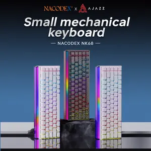 AJAZZ Mini 65% Gaming Mechanical LED RGB Backlit Keyboard 68 Key Compact Wired NK68 Mechanical Sense Office Keyboard Red Switch Feeling Office Computer Keyboard for PC, MAC, PS4, Xbox ONE Gamer