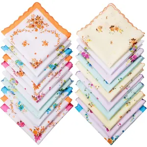 20 pack women's cotton floral handkerchief, random style, for Wedding Party Gifts
