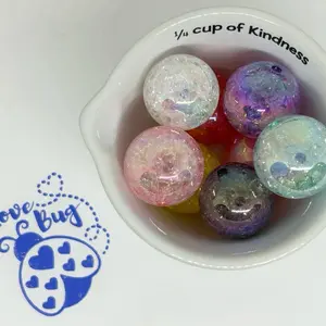 20mm 8 pcs Mixed Color UV Coated Crackle Beads for DIY Projects - Perfect for Crafting and decorating