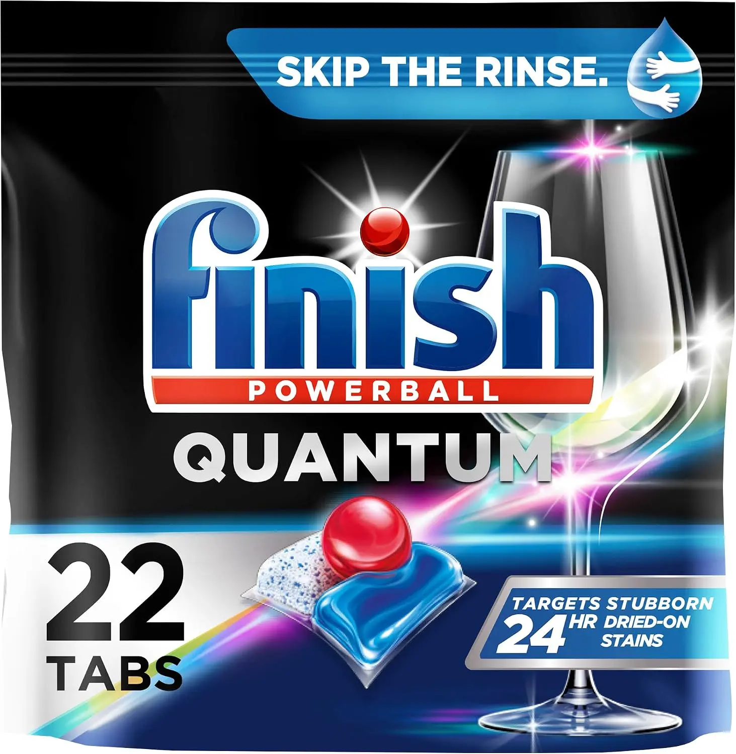Finish Quantum Dishwasher Pods, 22 Count, No Pre-Rinse Detergent for Grease and Dried-On Stains