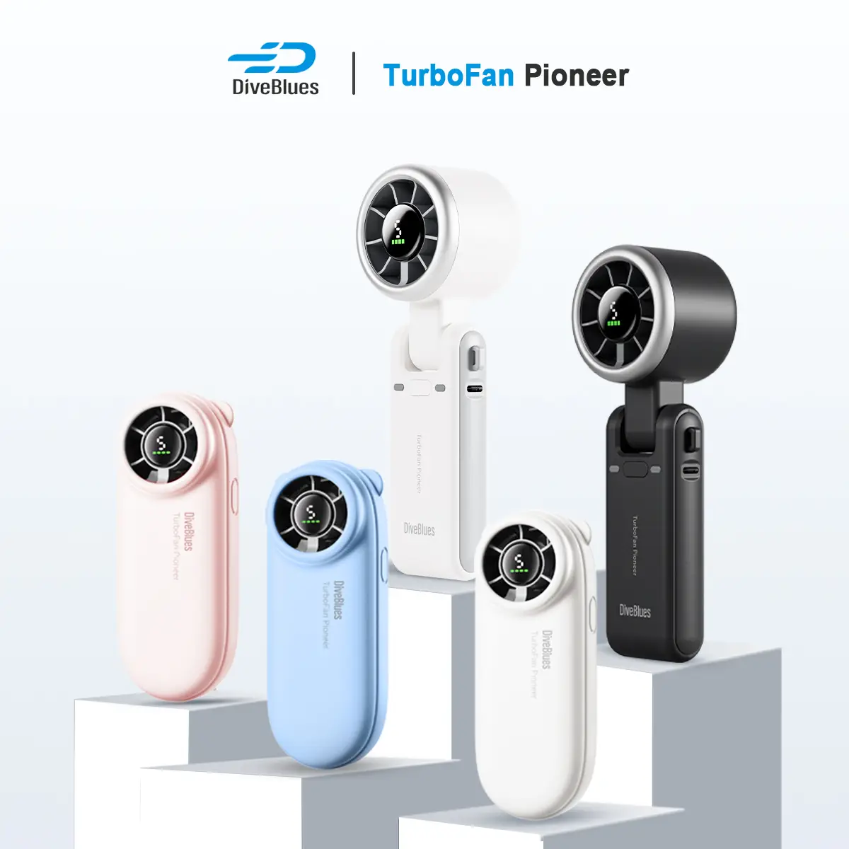 DiveBlues Portable Handheld Turbo Fan 5 Gear Wind Battery 29900RPM Operated Up to 16 Hours Hand Fan with Powerful Air Turbo Tech Cooling Fan for Outdo