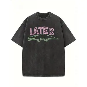 valentine shirts Sarcastic Later Gator Graphic-Shirt- Funny Unisex Loose Fit Tee with Alligator Design, Breathable Washed, Round Neck Short Sleeve Casual Wear& Holiday Parties