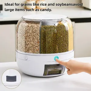 Moisture-Proof Grain Dispenser with lid, Proof & Insect-Proof, Durable Plastic,360 ° Rotating Design, Multi-GridGrain Storage Container Perfect for Rice, Grains, Cereals, Flour, Pet Food & Mini Candies  Kitchen Gadgets Kitchenware Home # SummerVibes