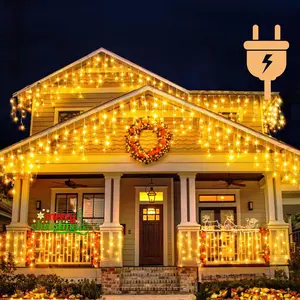 Pubsop 800LED Fairy Icicle String Lights,Waterproof 60FT Plug-in string lights with 8 Modes,Remote Control,Type C interface,for Christmas or winter themed party home party wedding decor christmas  lights