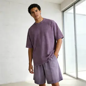 Men's Heavyweight Cotton Oversized T-Shirts (1/4 Pack) - Vintage Acid Wash Baggy Style for Gym, Training & Streetwear Looks