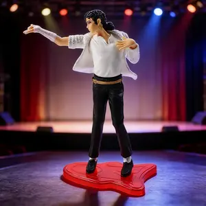 13cm 5-piece Michael Jackson "King of the Moonwalk" World Tour PVC Action Figure Set, Red Base, Collectible Model Toy, Stress Relief Toy, Birthday Gift, Halloween Gift, Desktop Decoration, Suitable for Children and Adults, MJ Fan Souvenir