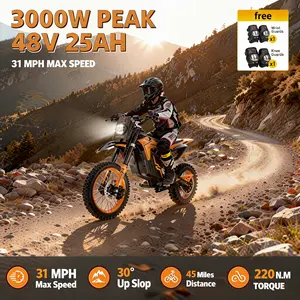 HillMiles MilePop 1 Electric Bicycle — (3000W Peak) Power, equipped with a 48V 25Ah battery, offering a range of 35–45 miles; features hydraulic brakes, a full suspension system, and Bluetooth music functionality; an off-road electric bicycle.