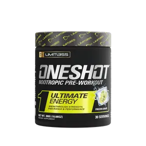 OneShot Nootropic Pre-Workout Powder by LIMITLESS - Natural Nitric Oxide, L-Arginine, and BCAAs for Enhanced Performance - 30 Servings