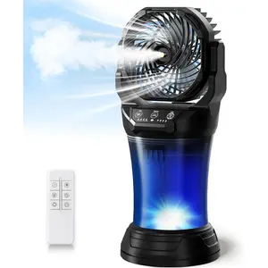 Misting Fan, Portable Misting Fan with Light & 2L Water , 30000mAh   Misting Camping Fan, Rechargeable Mist Fan with Remote & Timer, 4 Speeds & , 120? Auto Oscillating