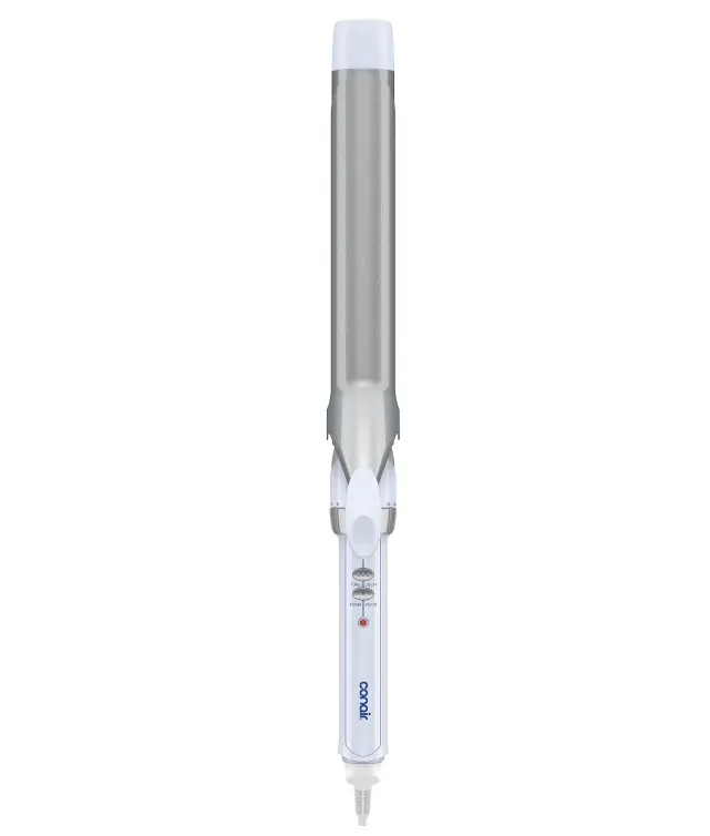 Conair Double Ceramic 1 ¼-Inch XL Barrel Curling Iron, Blue/Silver | Extra-long 7.5-in. barrel (1.25 in.) styles loose curls on medium and long hair
