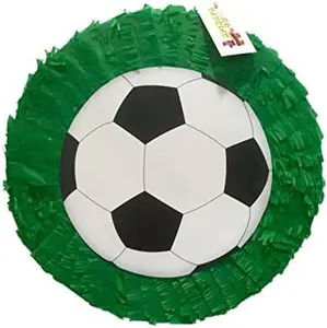 APINATA4U 16" Green Soccer Ball Pinata - Score Big at Your Soccer Themed Birthday Party! Vibrant Sports Decoration, Ready to Hang Flat!