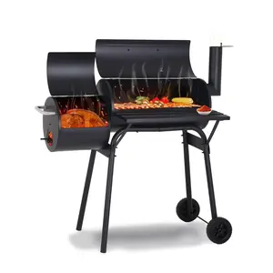 BBQ Charcoal Grill, Outdoor Patio Barbecue Cooker with Offset Smoker, Wheels and Tray for Balcony Picnics, Party and Camping backyard