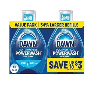 Powerwash Fresh Dish Spray, Liquid Dish Soap, Dish Soap Refill, Dish Detergent Liquid, 2 Refills, 21.5 Fl Oz