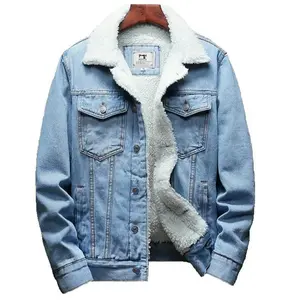 Winter Jean Jackets Men Warm Denim Coats Fashion Cowboy Outerwear Men Liner Thicker Fleece Denim Jacket Black