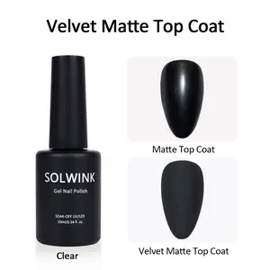 SOLWINK 1pcs 10ml Clear Velvet Matte Top Coat UV Soak off Nail Lamp Polish UV LED Gel Varnish Professional Manicure DIY Nail Art Gifts for Women & Girl