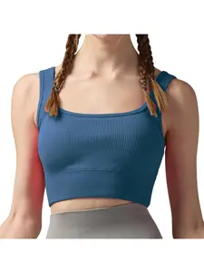 Sports vest with wide shoulder straps, high elasticity and breathability, yoga top, quick-dry fitness vest, U-neck beautiful back vest for women