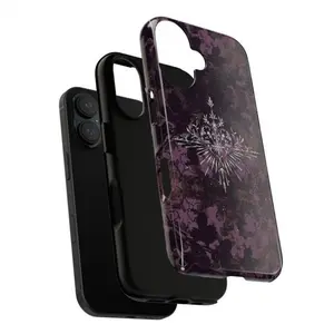 Purple heart flower Phone Case, Elegant Dark Floral Tough Phone Case, Gift for her, aesthetic Phone Case for Samsung and iPhone 17, 16, 15, 14, 13, 12, 11 Pro Max, X, XR, XS Max, 8, And 7 Plus Compatible with Samsung Galaxy S25