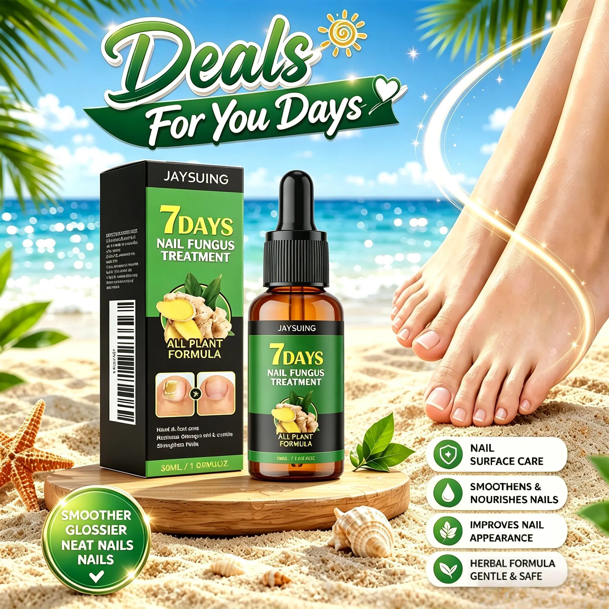 Ginger Extract Nail Care Serum, Lightweight Nourishing Liquid with Mild Plant-Derived Ingredients - Gentle Daily Treatment for Dry, Flaky, Uneven, Dull Fingernails & Toenails, Glossy Smooth Finish, Vegan & Cruelty-Free