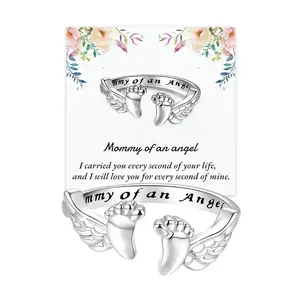 Mommy of an Angel Memorial Jewelry - Adjustable Ring Memorial Jewelry Sympathy Gift for Women Mom ,Forever Love Remembrance Ring for Mothers, Comforting Gift for Women