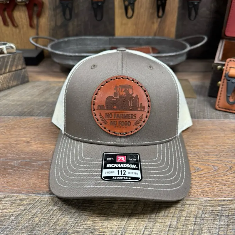 Farming Hat, No Farmers No Food, Cow Farmer, Farmer, Rancher, Farming, Eat Real Food, Cattle Hat, Leather Patch Hat, Gift, His Her, Dad Hat, Grandpa Hat, Farming Hat, Cattle Farm, Country Hat