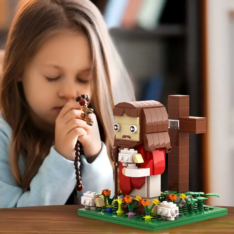 324pcs Easter Religious Figurine Building Blocks Set - Shepherd, Lamb & Jesus - Multicolor ABS, Ideal for Desktop Display & Collectors fake  flowers religious ornament home laundry room creative small gift