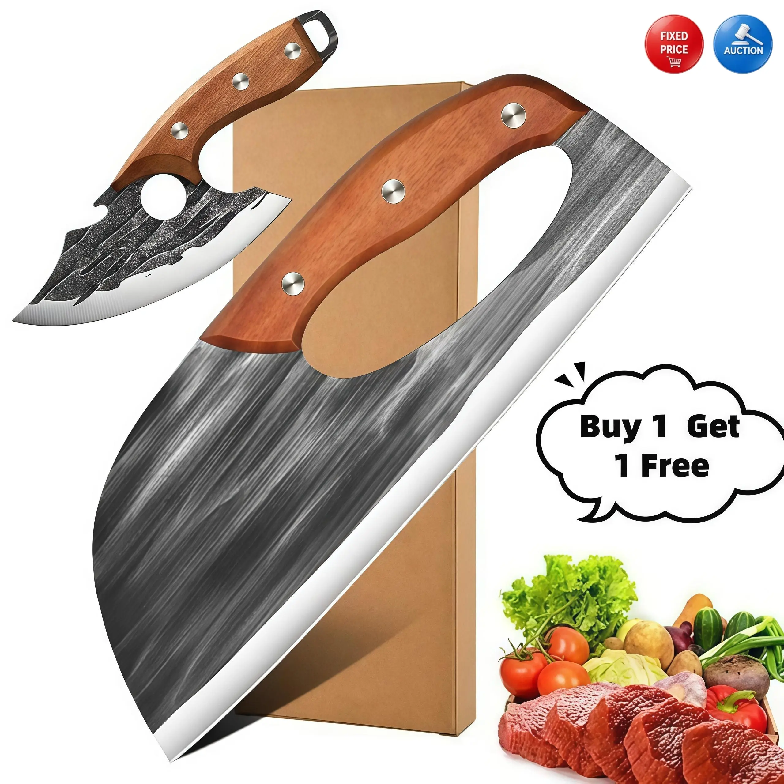 [Buy 1 Get 1 Free] Knives Kitchen Set | Knife | Kitchen | Household | Kitchen Accessories | Ergonomically designed handles, perfect for home cooking, outdoor BBQs and camping, a Father's Day gift. non-stick stainless steel