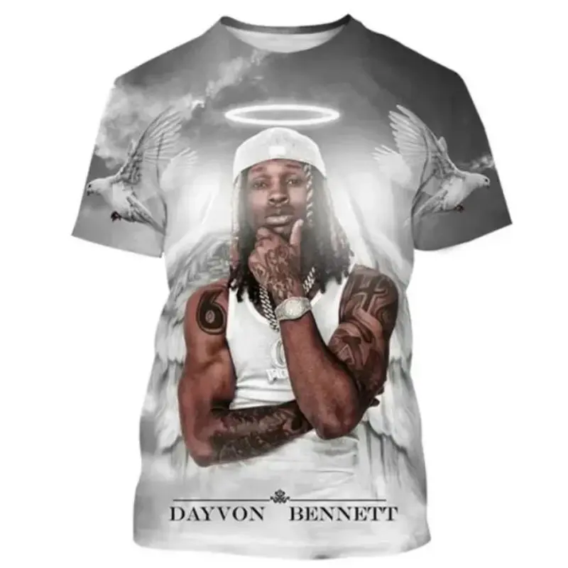 Men's King Von Graphic Full-Print Hip Hop Streetwear T-Shirt, Style HY1562