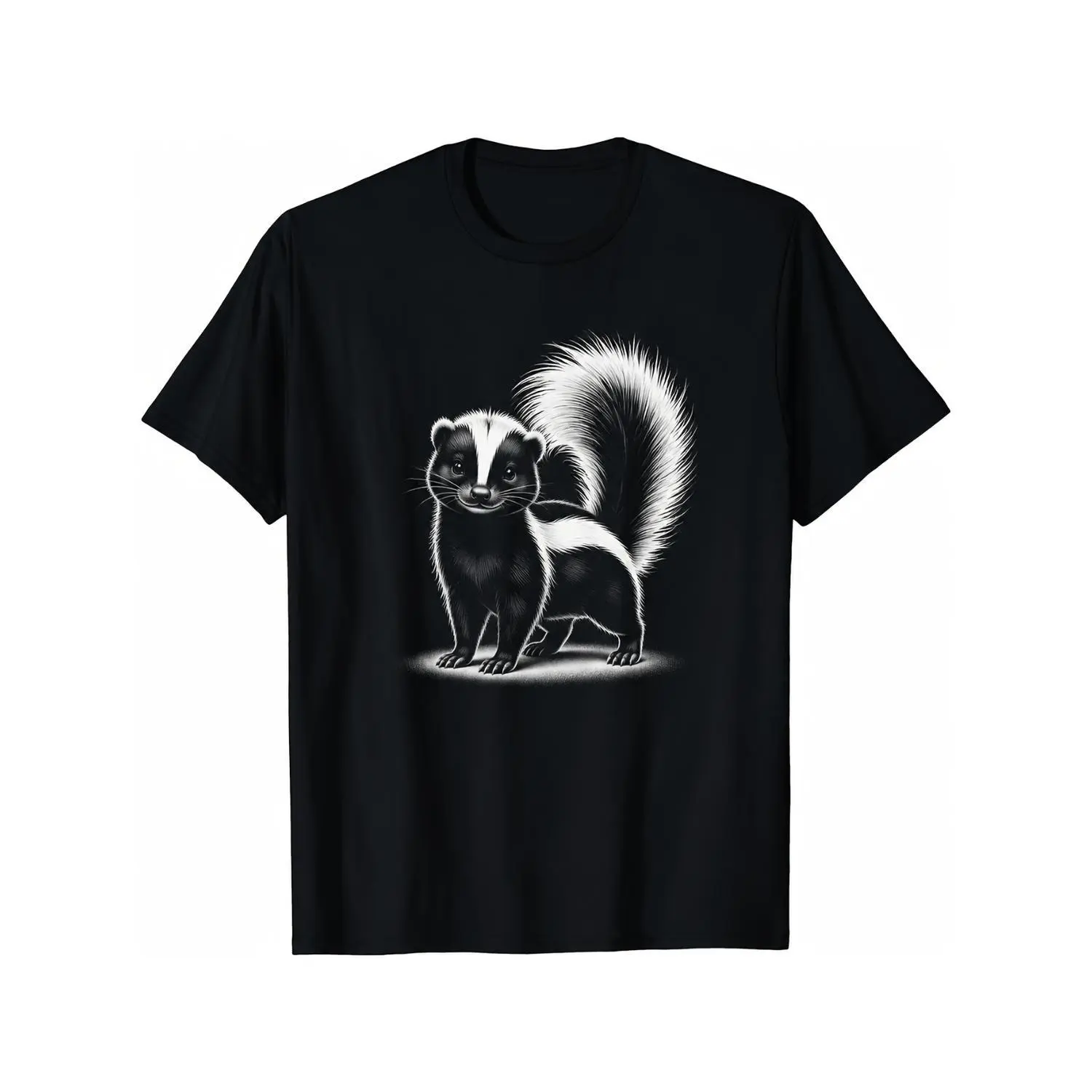 Men’s Retro Funny Skunk Graphic Crew Neck T-Shirt, Humorous Animal Print Regular Fit Tee, Casual Daily Outfits, Perfect Gift for Animal Lovers, Machine Washable