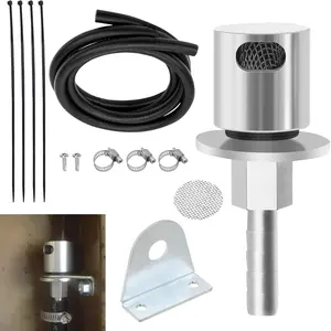 Remote Mount Vent Valve with Fuel Line Kit for Fuel Tanks, 5/16'' Barb Size, External Rollover Check Valve, Tank Vent Line Replacement Part with Fuel Line and Hardware