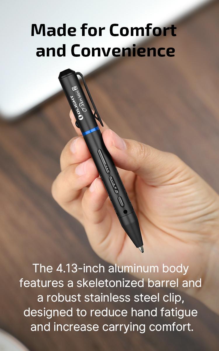 OLIGHT O'Pen Mini 2 Ballpoint Pen, Replaceable EDC Black Ink Pen and Pencil Tip 2-in-1 Bolt Action Pens, Smooth Writing Pens for Office, Writing