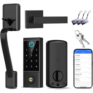Heavy Duty Fingerprint  Door Lock for Front Door, APP Control Front Door Lock Sets, Auto Lock, Anti-Peeping Touchscreen Digital Keypad,  Keyless Entry Deadbolt, Black