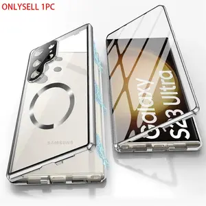 Transparent Metal 360 Degree Design Protective Anti-Drop Phone Case Casing, Fits Samsung Galaxy S25 Ultra S25 S24 Ultra S24 S23 Ultra S22 Ultra