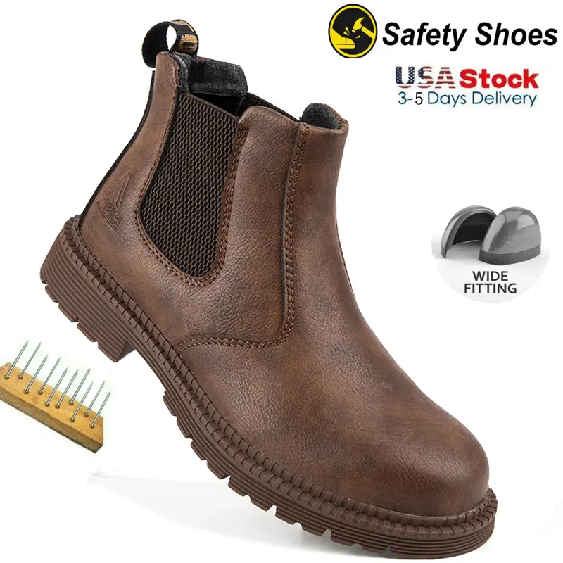 Steel Toe Work Boots for Men Slip-on Boots Men's Industrial Construction site Shoes Waterproof Lightweight Comfortable Non-slip Safety Boots lifesaver boots protective indestructible footwear zapatos puntadeacero